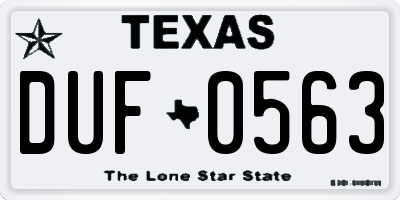 TX license plate DUF0563