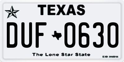TX license plate DUF0630