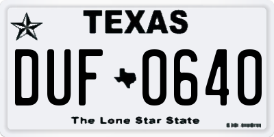 TX license plate DUF0640
