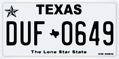 TX license plate DUF0649