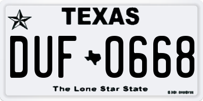 TX license plate DUF0668