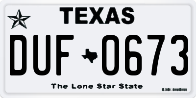 TX license plate DUF0673