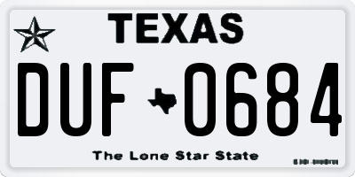 TX license plate DUF0684