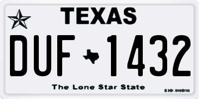 TX license plate DUF1432
