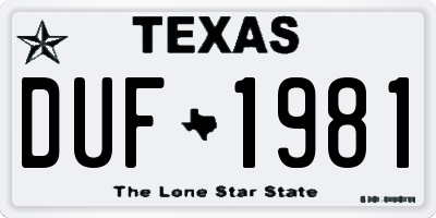 TX license plate DUF1981