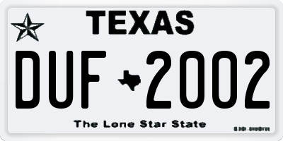TX license plate DUF2002