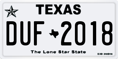 TX license plate DUF2018