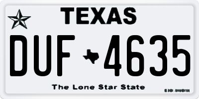 TX license plate DUF4635