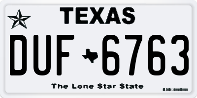 TX license plate DUF6763