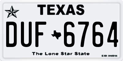 TX license plate DUF6764