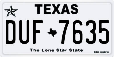 TX license plate DUF7635