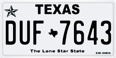 TX license plate DUF7643