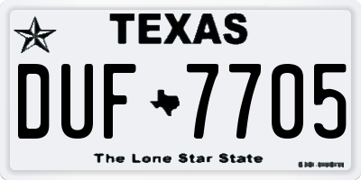 TX license plate DUF7705