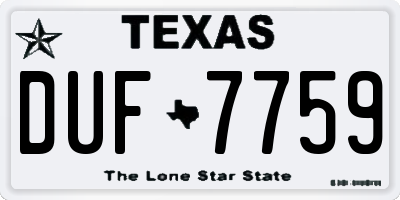 TX license plate DUF7759