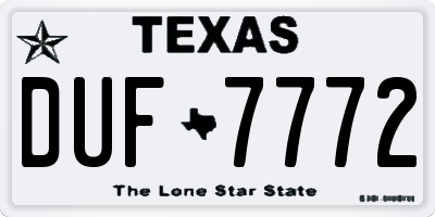 TX license plate DUF7772