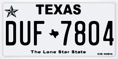 TX license plate DUF7804