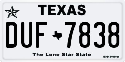 TX license plate DUF7838