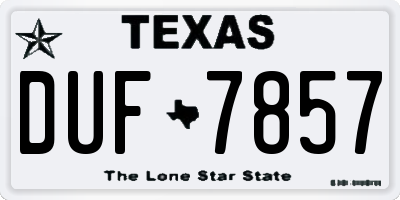 TX license plate DUF7857