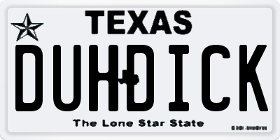 TX license plate DUHDICK