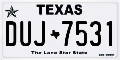 TX license plate DUJ7531