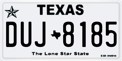 TX license plate DUJ8185
