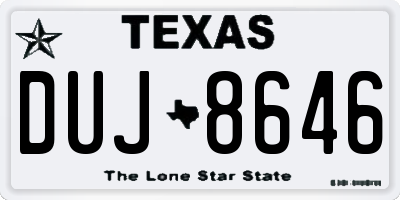 TX license plate DUJ8646