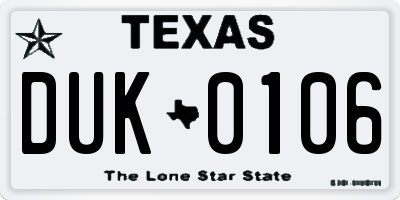 TX license plate DUK0106