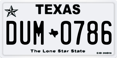 TX license plate DUM0786