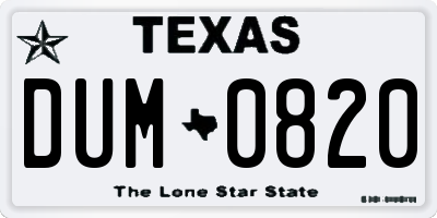 TX license plate DUM0820