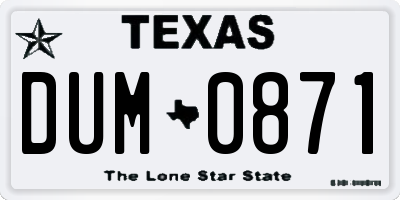 TX license plate DUM0871