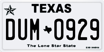 TX license plate DUM0929