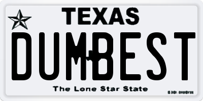 TX license plate DUMBEST