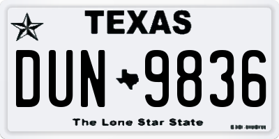 TX license plate DUN9836