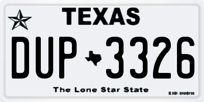 TX license plate DUP3326