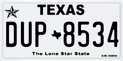 TX license plate DUP8534