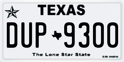 TX license plate DUP9300
