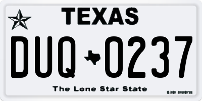 TX license plate DUQ0237