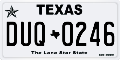 TX license plate DUQ0246