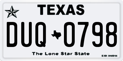 TX license plate DUQ0798