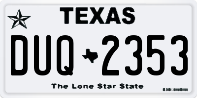 TX license plate DUQ2353