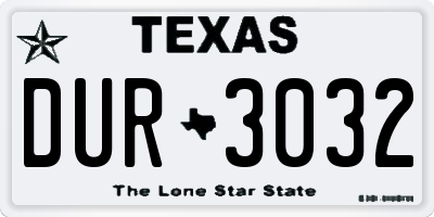 TX license plate DUR3032