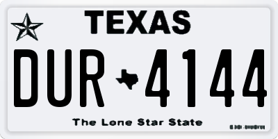 TX license plate DUR4144
