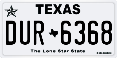 TX license plate DUR6368