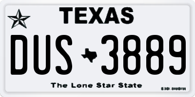 TX license plate DUS3889