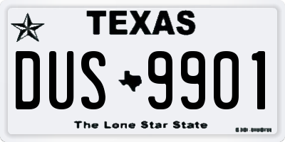 TX license plate DUS9901
