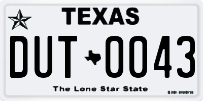 TX license plate DUT0043