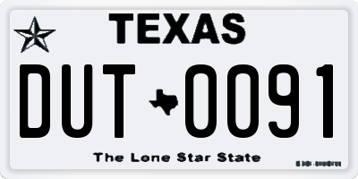 TX license plate DUT0091