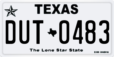 TX license plate DUT0483