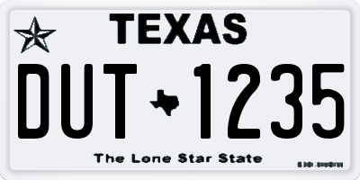 TX license plate DUT1235
