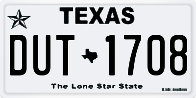 TX license plate DUT1708